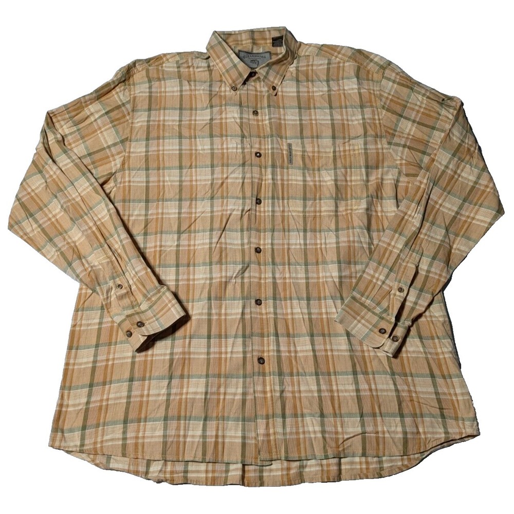 CLEARWATER OUTFITTERS Men Size XL Orange Green Plaid Cotton‎ Button-Up Shirt